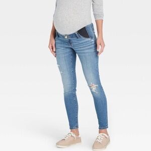 Liz Lange Maternity Skinny Jean Jeggings Distressed Denim - Side Panel - XXL NEW